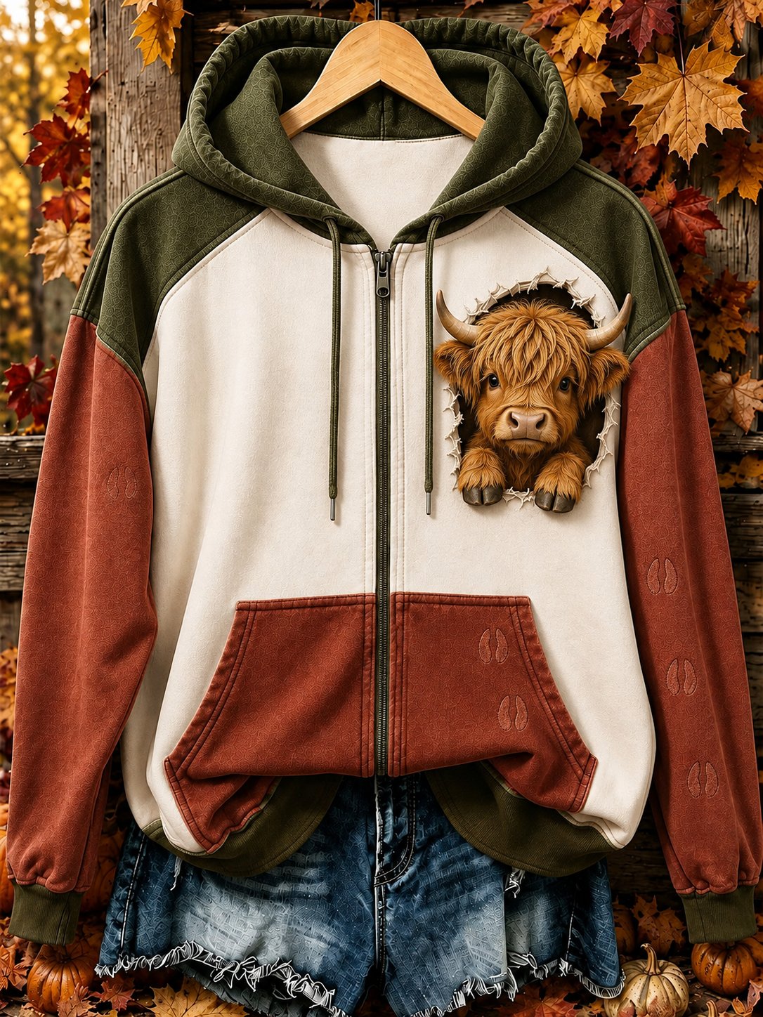 Women's Vintage Animal Print Hoodie