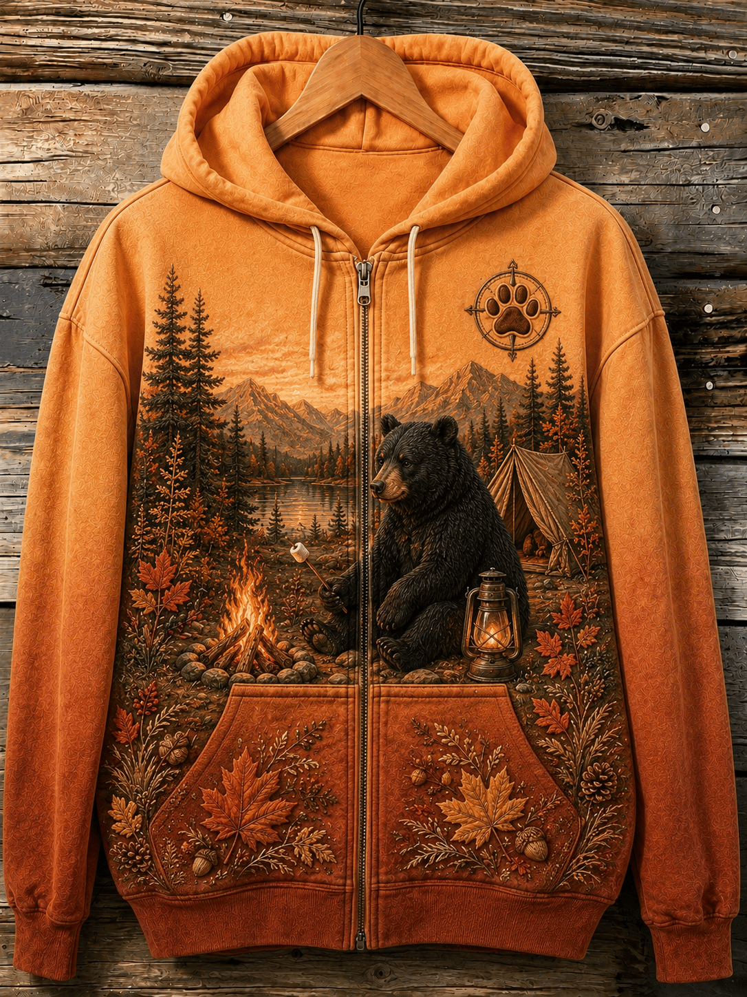 Women's Vintage Forest Camping Animal Print Hoodie