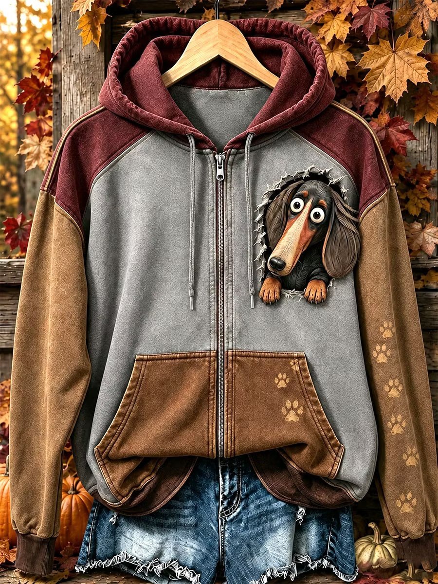 Women's Vintage Animal Print Hoodie