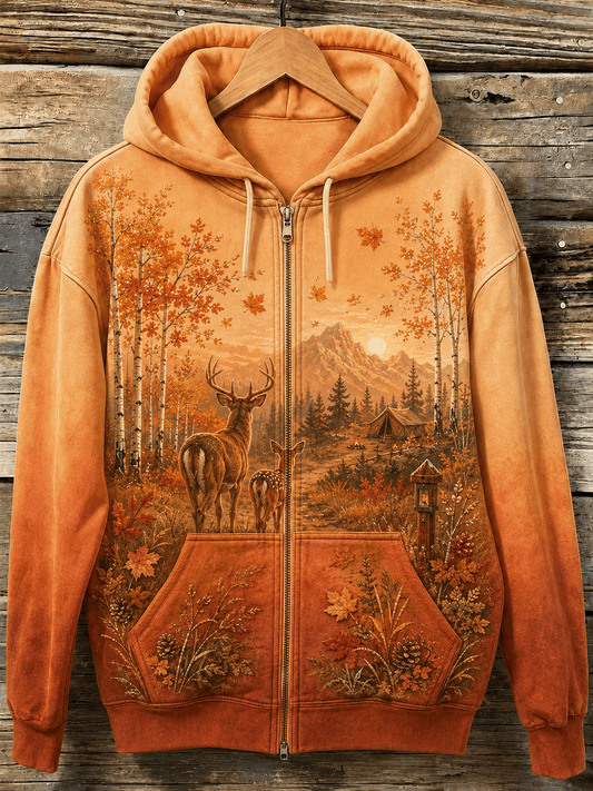 Women's Vintage Forest Camping Animal Print Hoodie