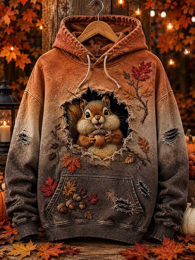 Women's Autumn Squirrel Printed Casual Sweatshirt