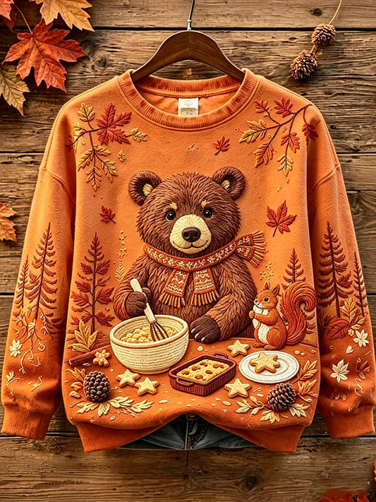 Women's Casual Printed Long-Sleeve Sweatshirt
