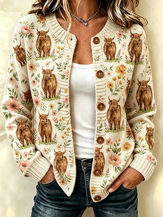 Women's Highland Cow Print Top