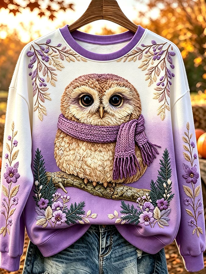 Women's Casual Printed Long-Sleeve Sweatshirt