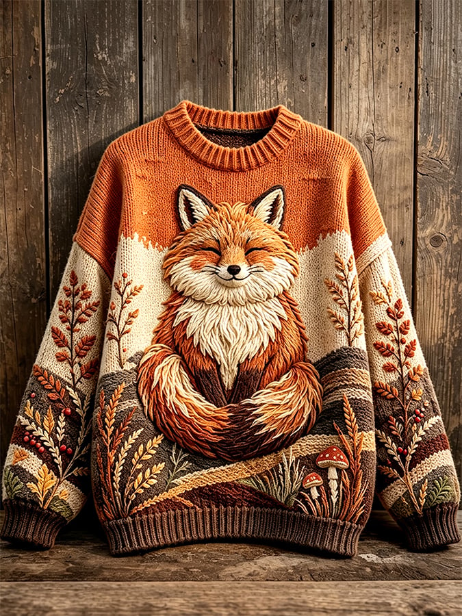 Women's Autumn Fox Printed Casual Sweatshirt