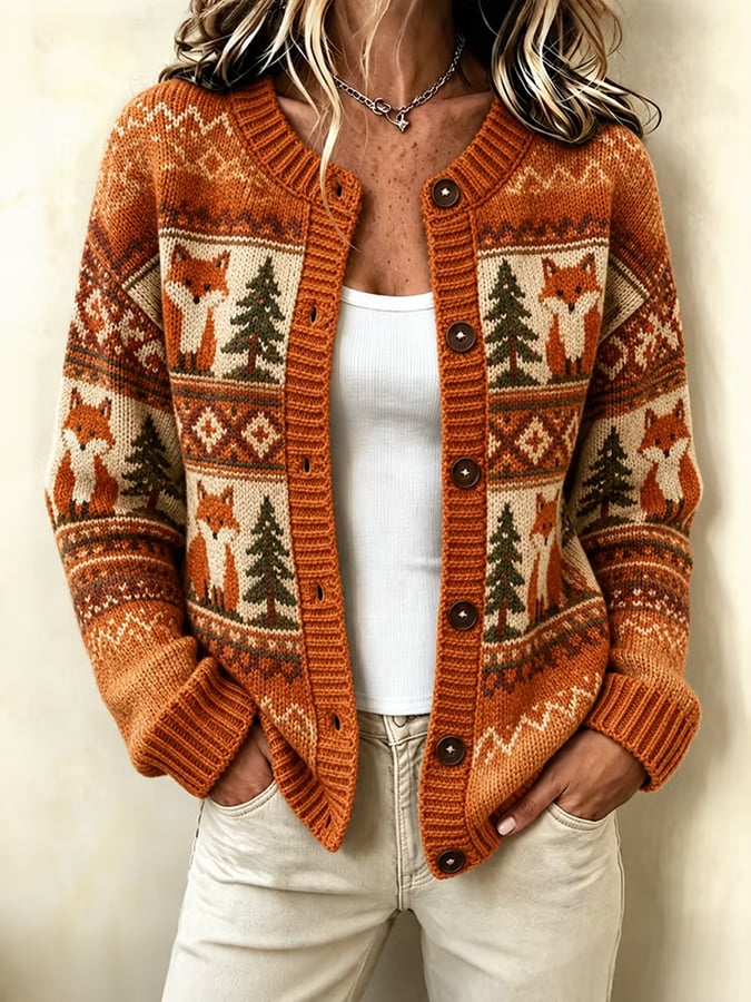 Women's Autumn Fox Printed Top