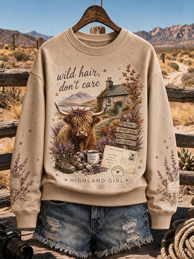 Women's Highland Denim Print Sweatshirt