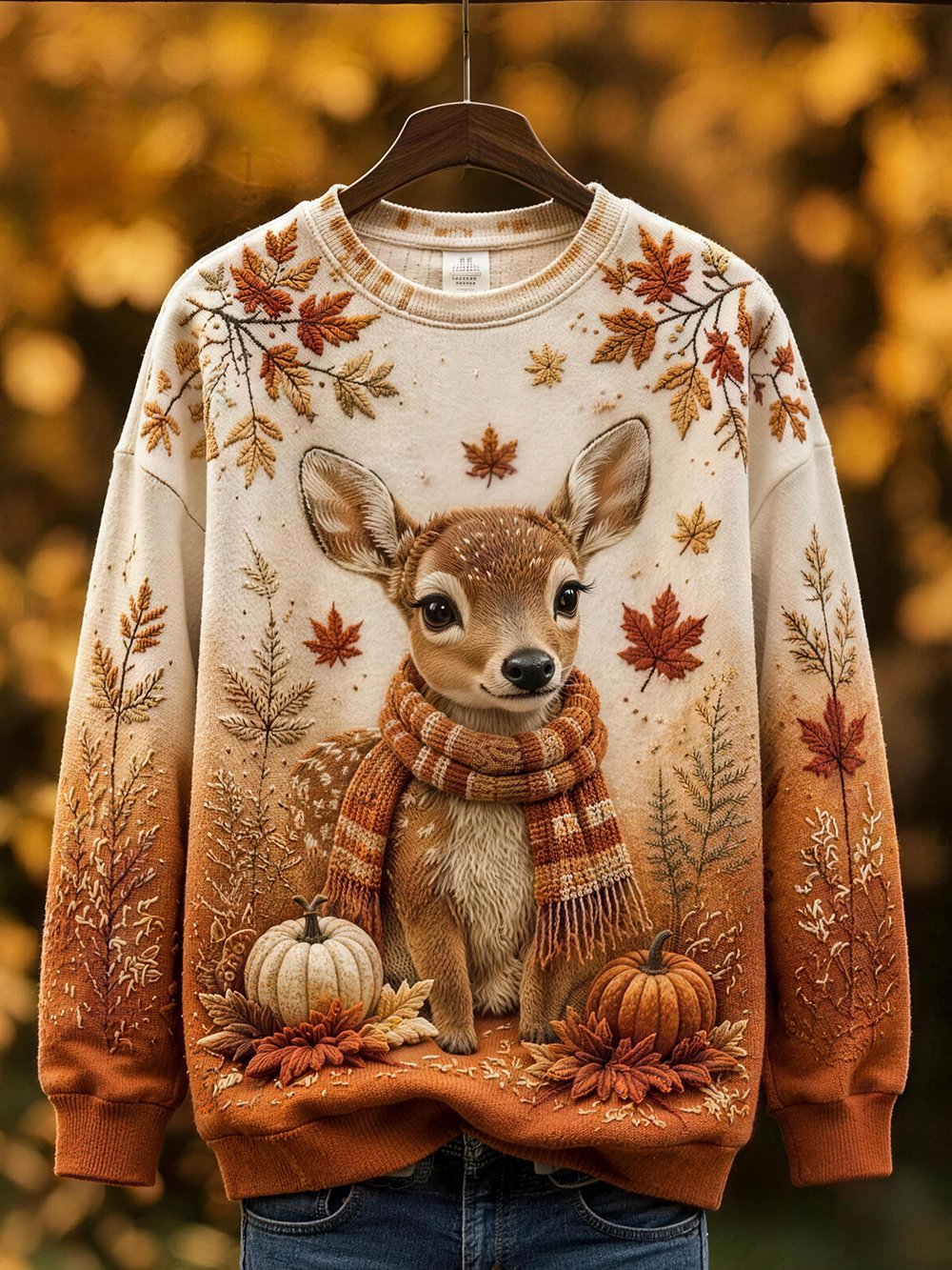 Women's Autumn Animal Print Crew Neck Long-Sleeve T-Shirt