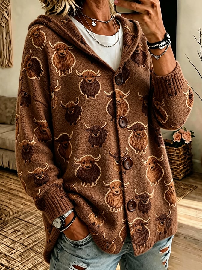Women's Highland Cow Print Top