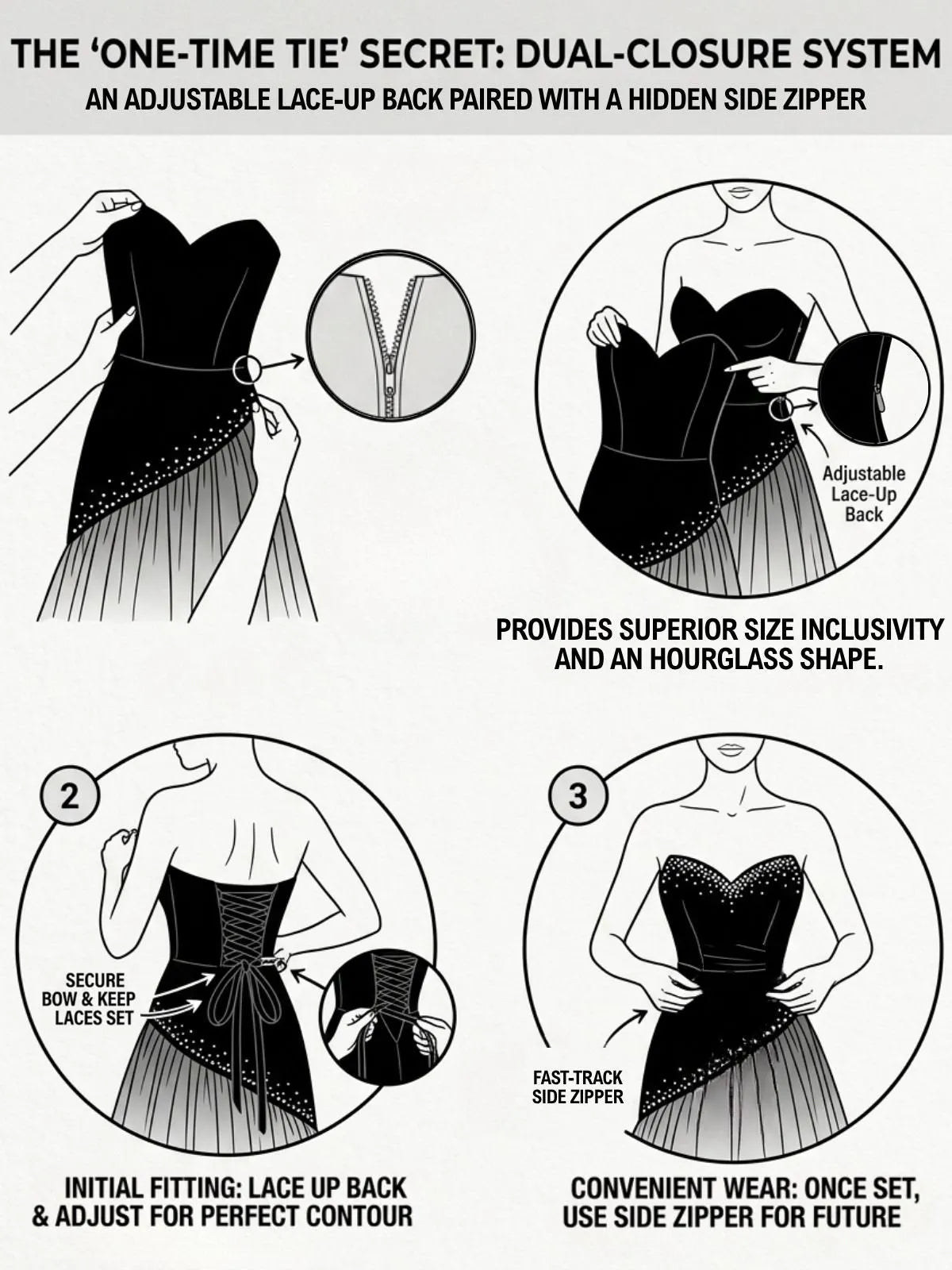 Black Hot Drilling Classic Tulle Strapless Sleeveless A-Line Gown Dress
