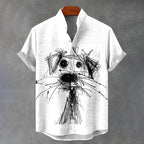 Cartoon Scribble Dog Vintage Print Casual T-shirt