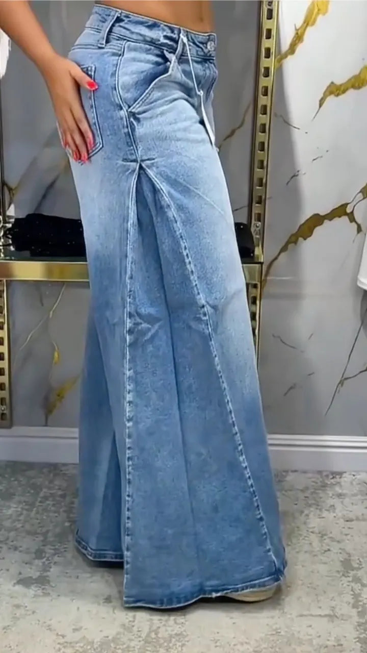 Light Wash Wide Leg Denim Jeans