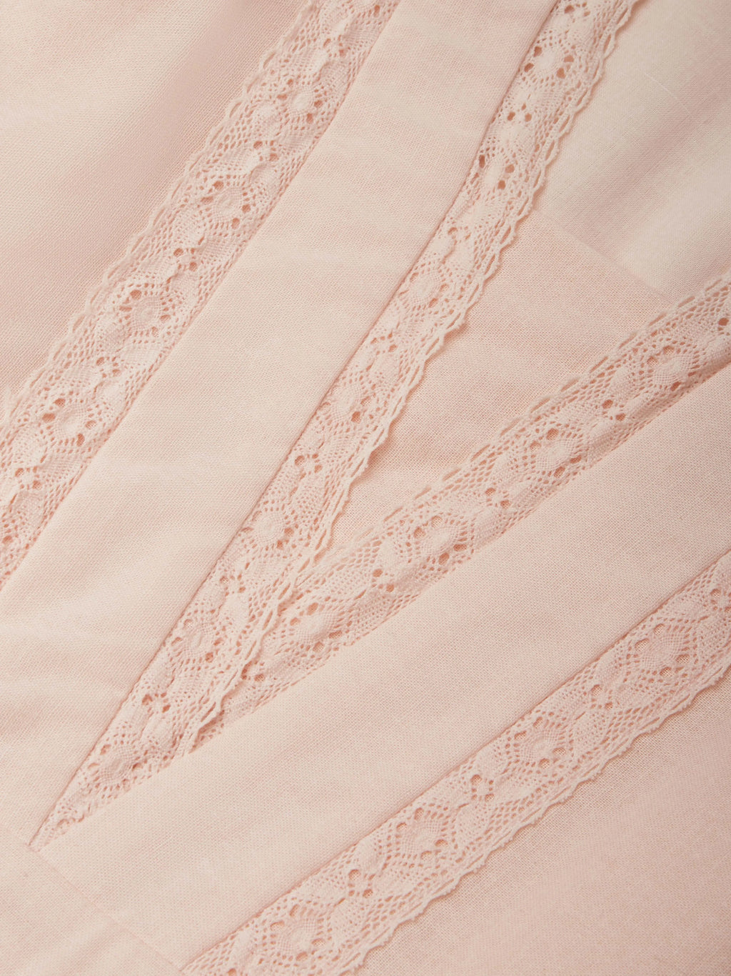 Linen Midi Dress, Short Sleeve, Lace Collar, Plain, Vintage, Light Pink