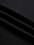 Linen Shirt, Half Sleeve, V Neck, Plain, Lace, French Vintage, Black