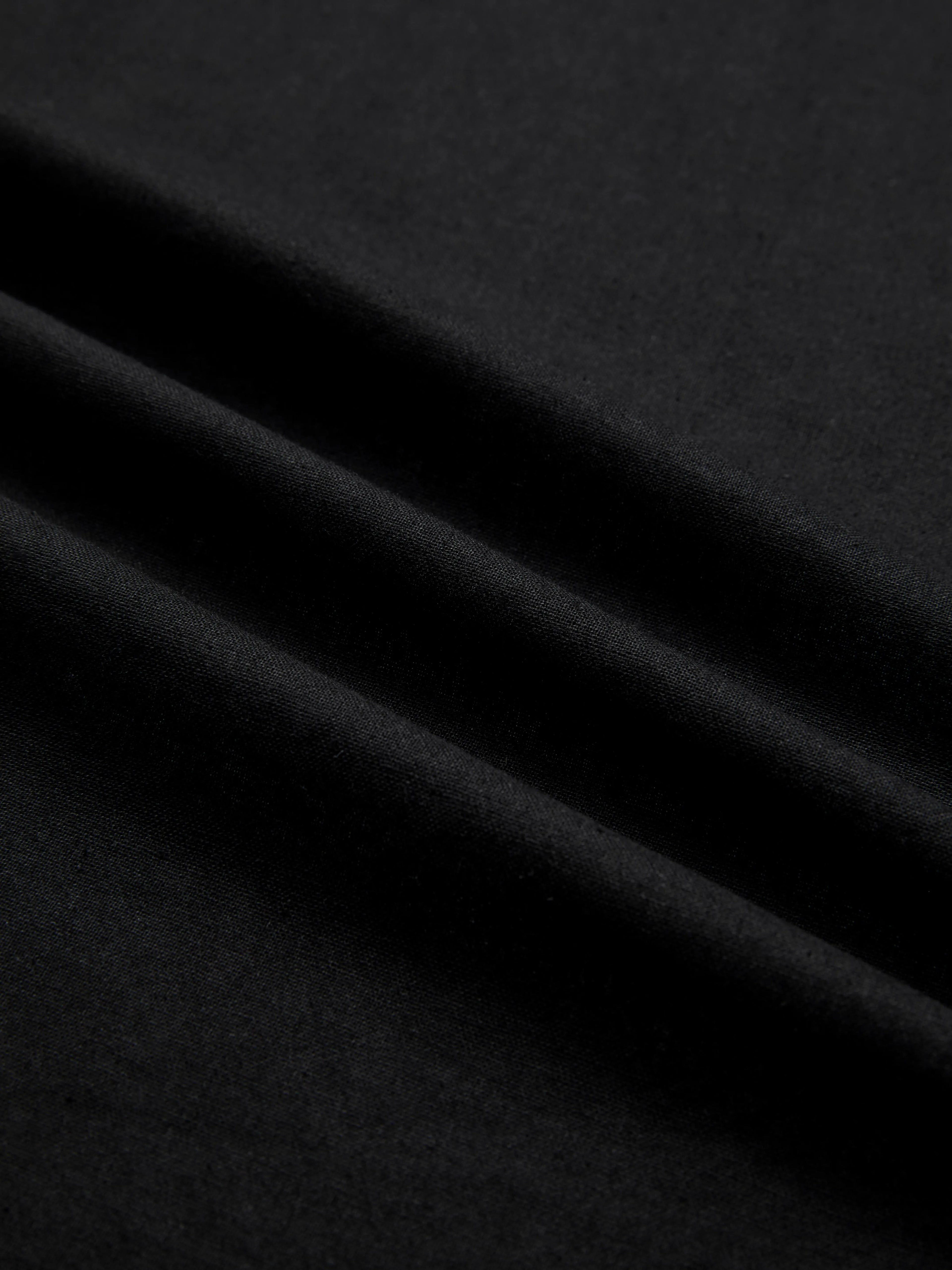 Linen Shirt, Half Sleeve, V Neck, Plain, Lace, French Vintage, Black