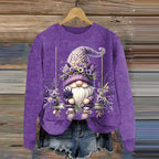 Women's Alzheimer Purple Floral Gnome Sweater