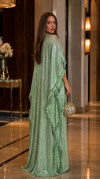 Sequin Tassel V-Neck Kaftan Maxi Gown