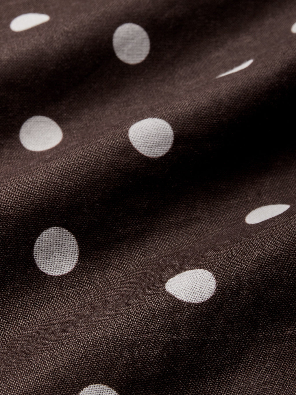 Midi Cotton Dress , Sleeveless, Shawl Collar, Polka Dots, Button Design, French Vintage, Coffee