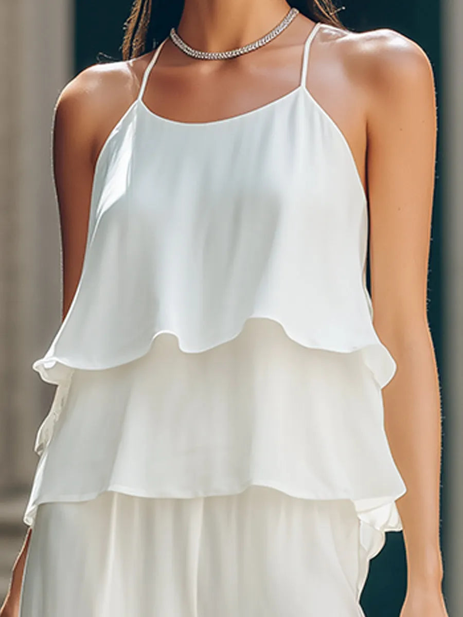 Layered Ruffle Camisole Wide-Leg Set