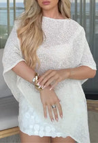 Sequin Knit  Top +Sequin Skirt Set