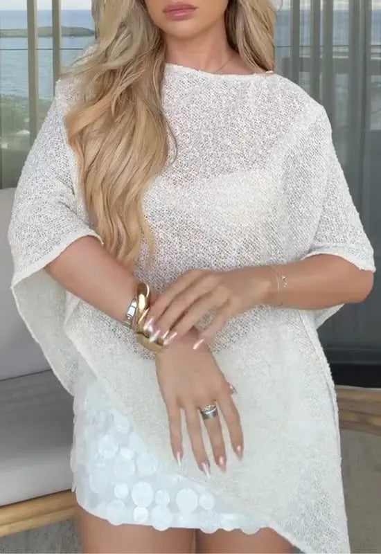 Sequin Knit  Top +Sequin Skirt Set