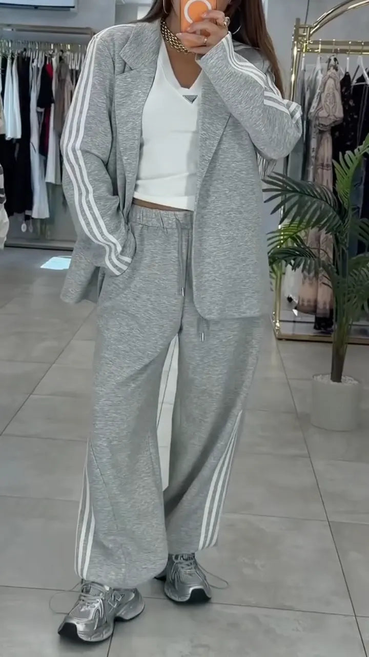 Stripe Blazer & Jogger Tracksuit Two Piece Set