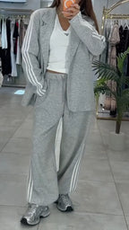 Stripe Blazer & Jogger Tracksuit Two Piece Set