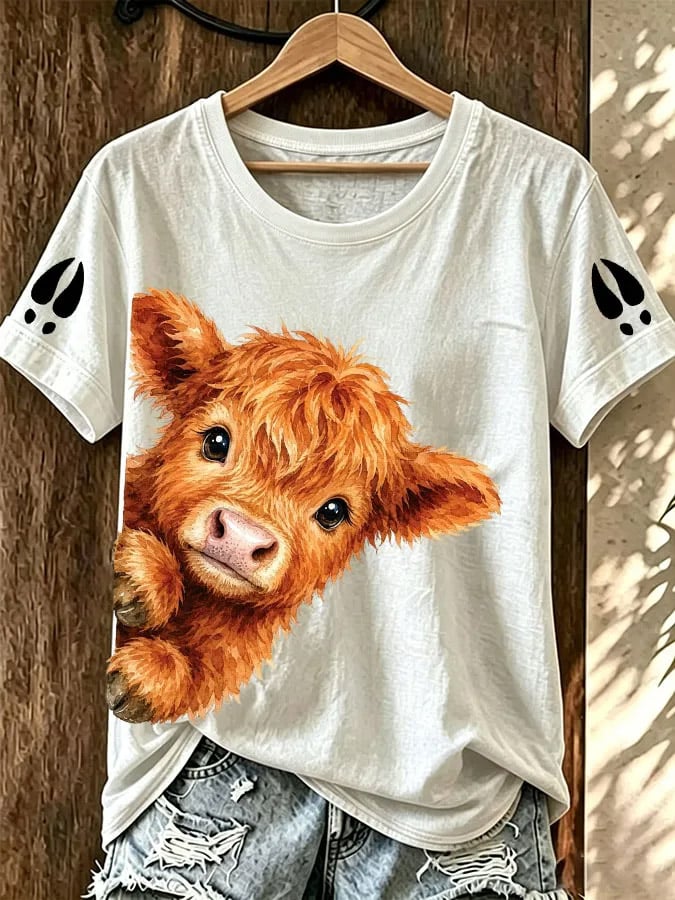 Women's Autumn Highland Cow Print T-Shirt