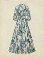 Maxi Linen Dress, Half Sleeve, Shawl Collar, Paisley, Button Design, Vacation, Vintage, White