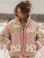 Women's Vintage Floral Patchwork Cozy Knit Sweater