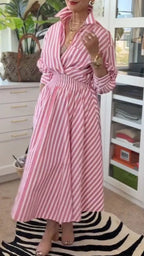 Vertical Stripe Wrap Waist Two Piece