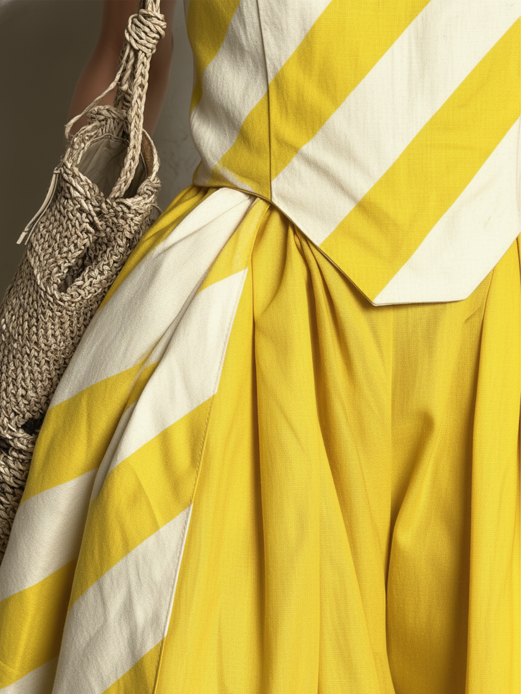 Yellow & White Striped Cami Top & Wide Leg Pants Set