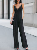 Lace-Trim V-Neck Cami Wide-Leg Jumpsuit