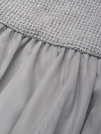 Gray Asymmetric Knit Cotton Crew Neck Half Sleeve Mermaid Midi Dress