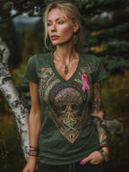 Celtic Tree Of Life & Pink Ribbon Embroidered Comfy T Shirt