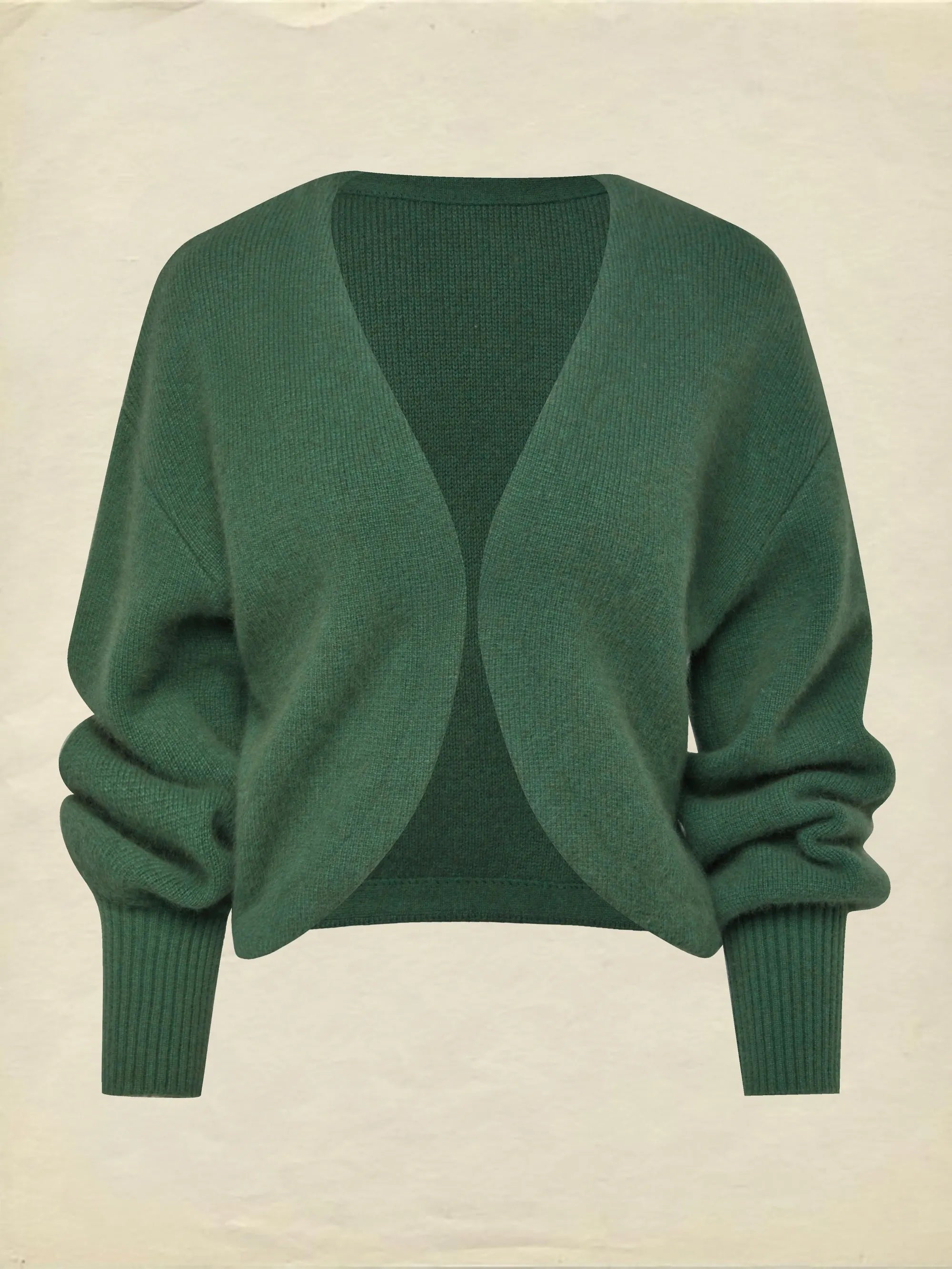 Wool Cardigan, Long Sleeves, Plain, Vintage, Green