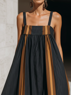 Dark Indigo Striped Denim Maxi Dress