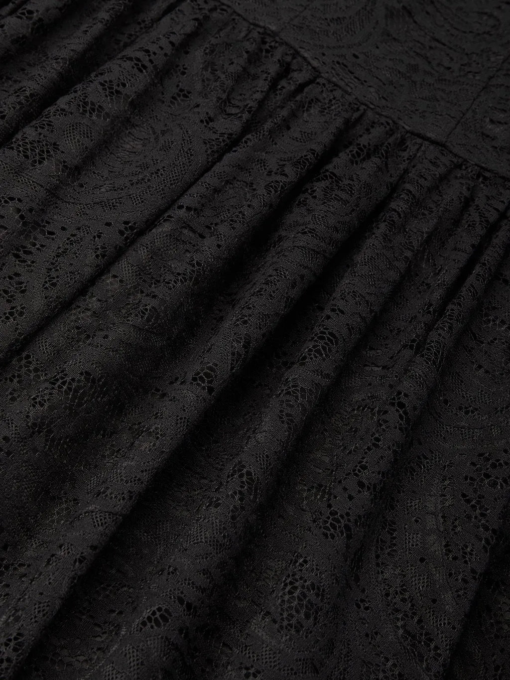 Black Lace Hollow Out Cotton Crew Neck Sleeveless A-Line Maxi Dress With Belt