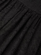Black Lace Hollow Out Cotton Crew Neck Sleeveless A-Line Maxi Dress With Belt