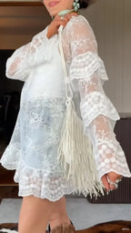 Women's Vintage Lace Cut-Out Top