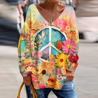 Hippie Vibe Peace And Love Hippie Floral Painting Art Cozy T Shirt