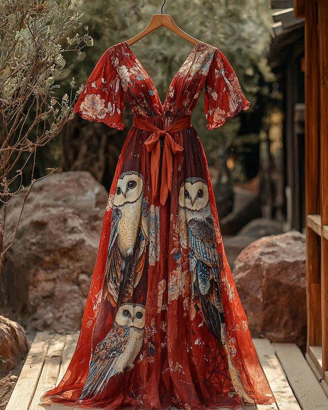 Summer vacation bohemian hand embroidered chiffon dress d4dc