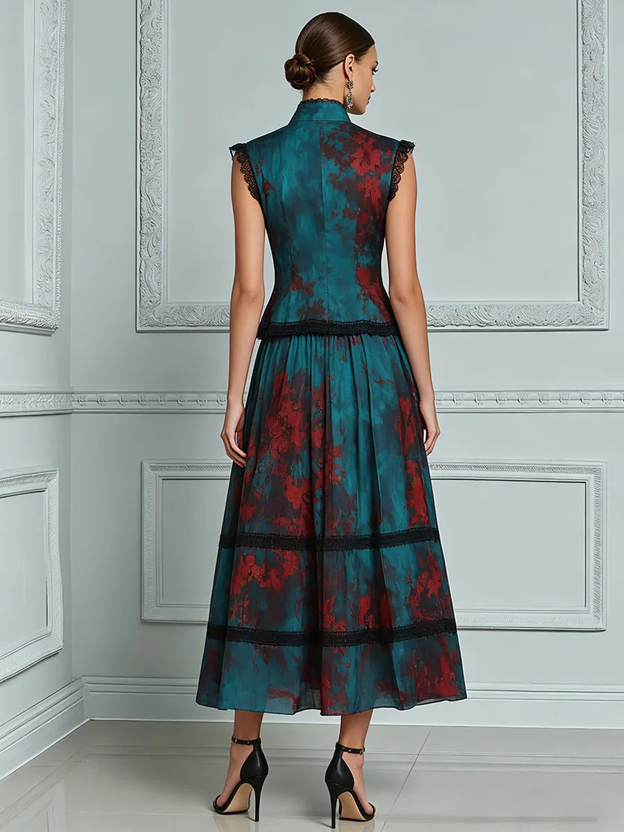 Two-Piece Mandarin Collar Peplum Set