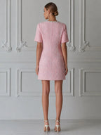 Chic Pink Tweed Mini Dress