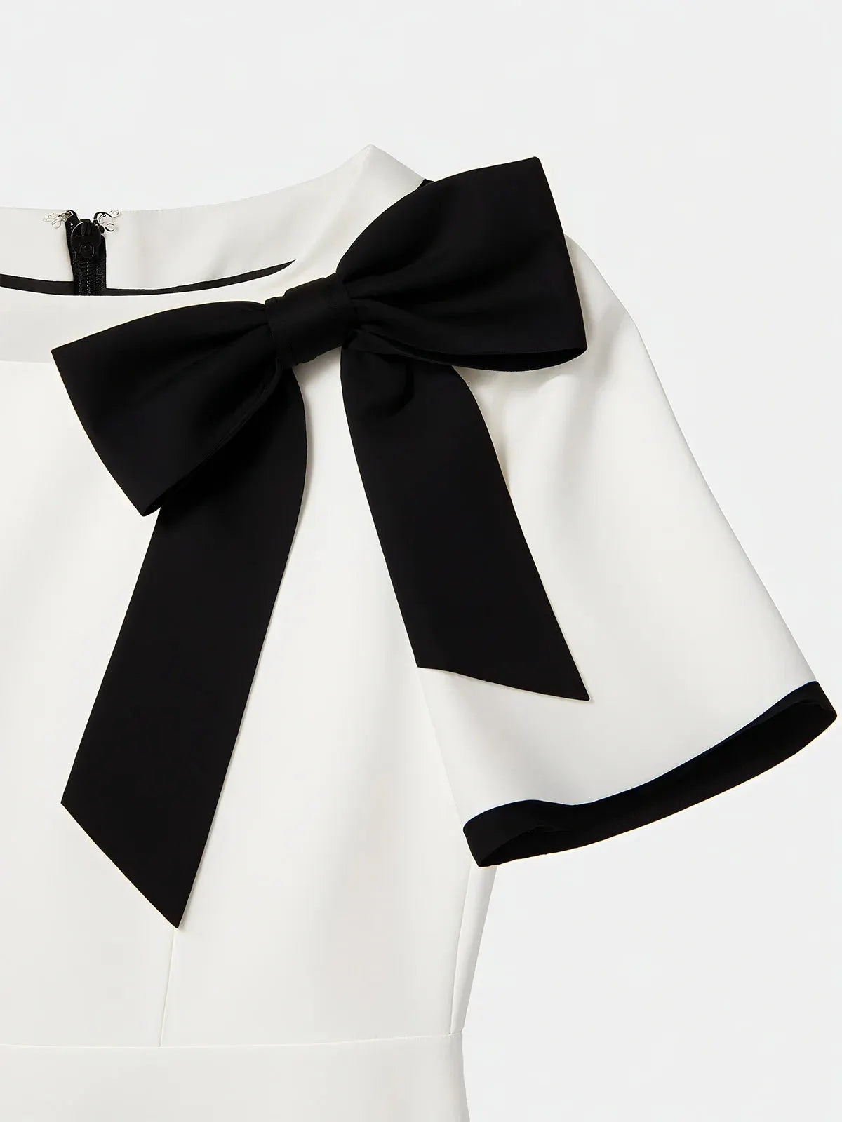 Black Bow Short Sleeve Sheath Midi Dress