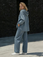 Casual Hooded Button-up Denim Two-piece Set