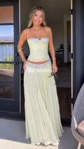 Beaded Pleated Chiffon Maxi Dress Set