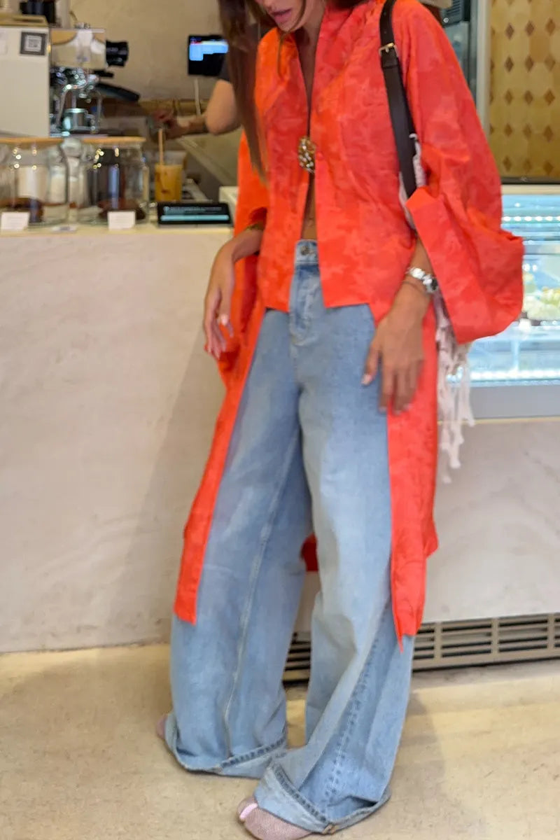 Women's Stylish Long V-Neck Button-Front Cardigan