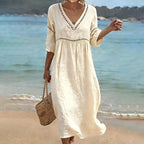 Women's Casual Solid Color Cotton Linen Dress