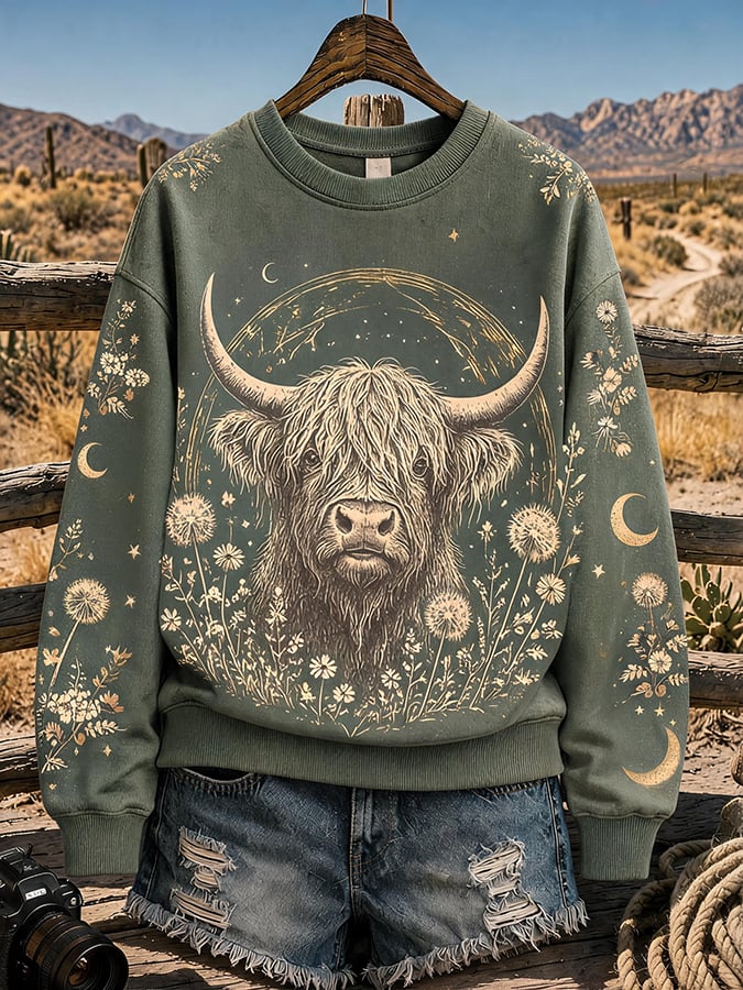 Women's Highland Denim Print Sweatshirt